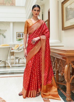Adorning Patola Silk  Red Weaving Classic Saree