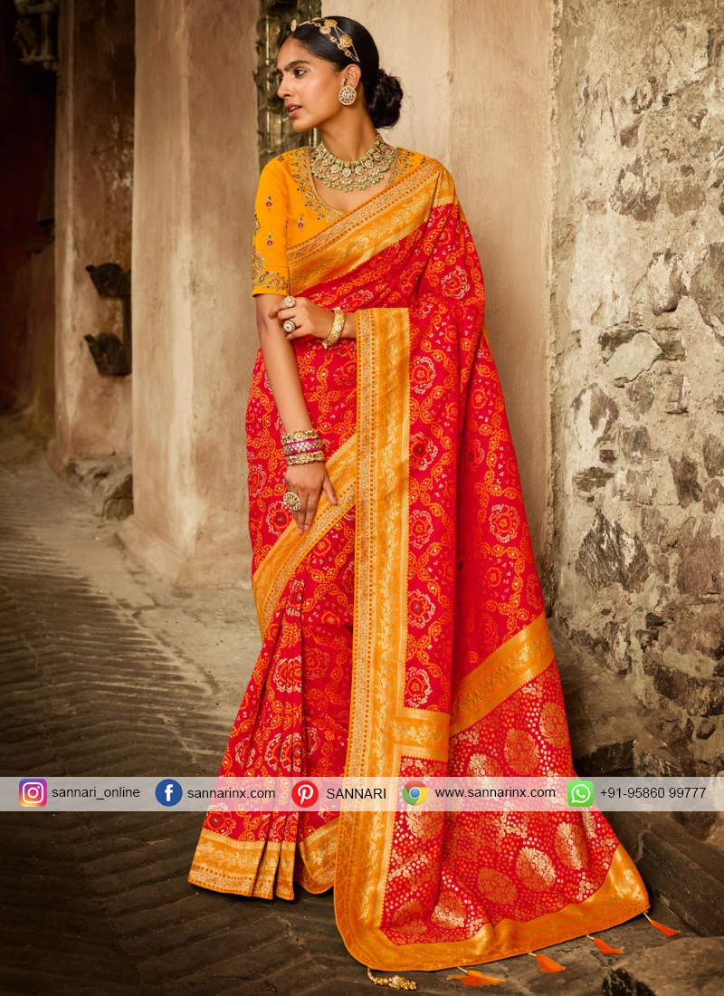 Adorning Silk Mehndi Traditional Designer Saree