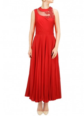 Affectionate Handwork Georgette Red Designer Gown