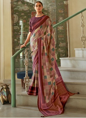 Affectionate Multi Colour Printed Silk Traditional Saree