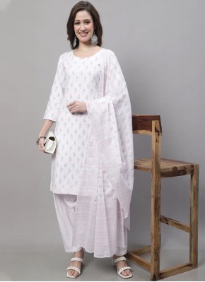 Amazing White Cotton Salwar Suit
