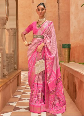Angelic Patola Silk  Pink Weaving Designer Saree
