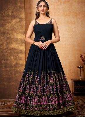 Appealing Hand Embroidery Work Chiffon Floor Length Ready made Dress