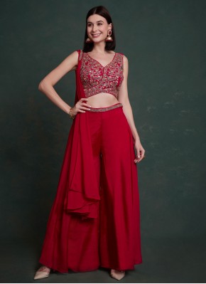 Appealing Red Palazzo Designer Salwar Suit