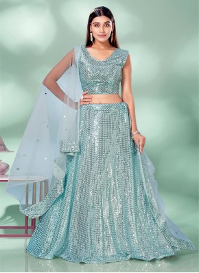 Aqua Blue Imported Wedding Designer Lehenga Choli