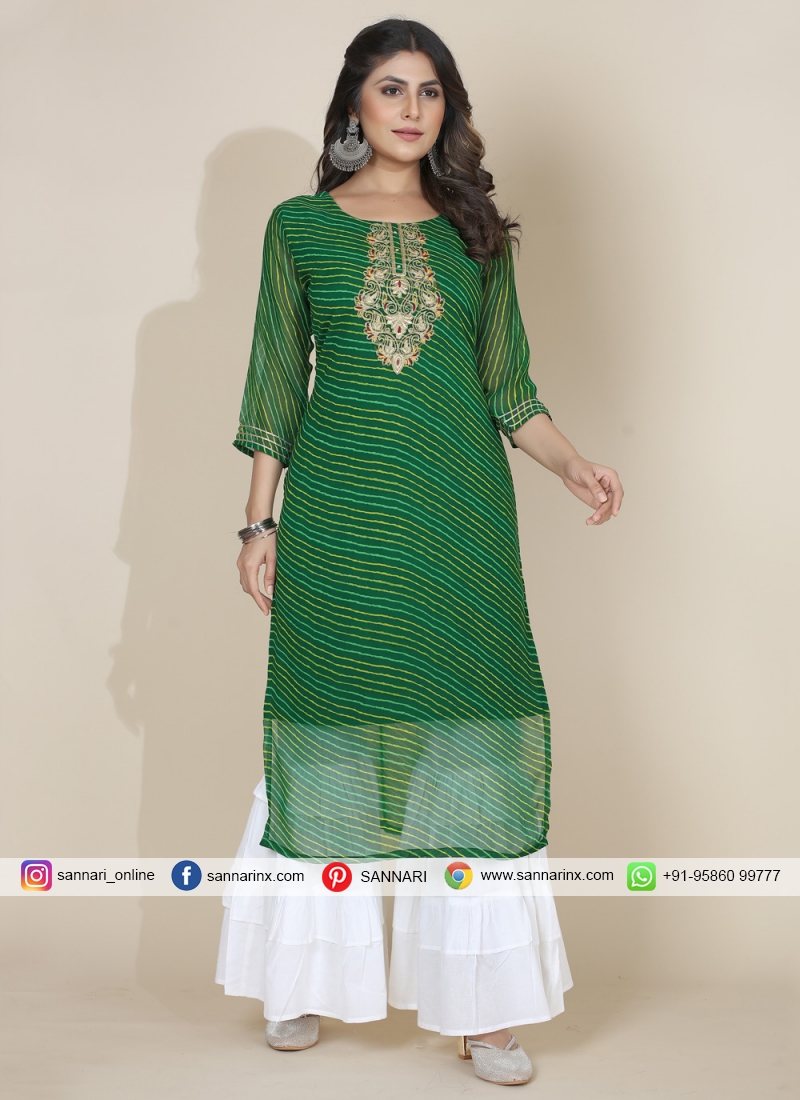 Aristocratic Embroidered Green Party Wear Kurti