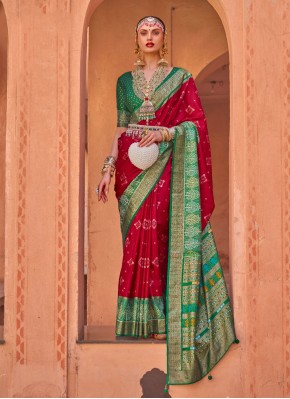 Aristocratic Patola Print Red Silk Designer Traditional Saree