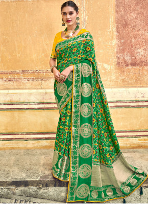 Art Silk Designer Traditional Saree in Green