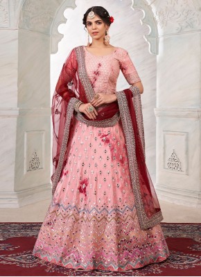 Art Silk Pink Sequins Trendy Lehenga Choli