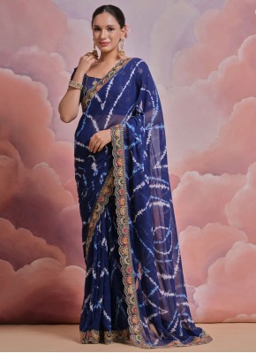 Aspiring Blue Ceremonial Contemporary Saree