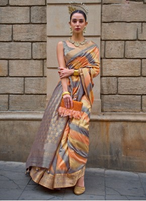 Astounding Weaving Multi Colour Designer Saree