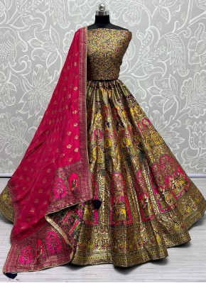 Astounding Weaving Multi Colour Trendy Lehenga Choli