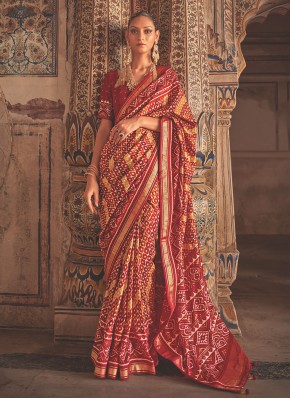 Astounding Weaving Patola Silk  Maroon Classic Saree