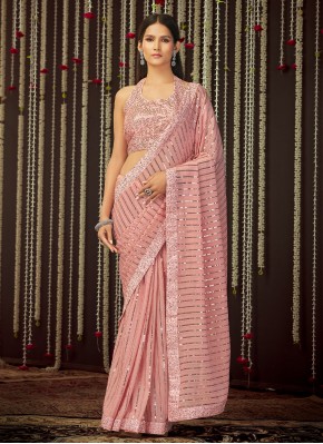 Attractive Pink Designer Contemporary Saree