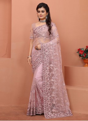 Attractive Resham Lavender Contemporary Style Saree