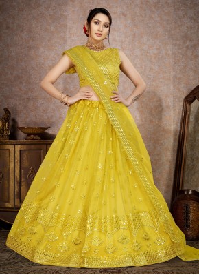 Auspicious Yellow Trendy Lehenga Choli