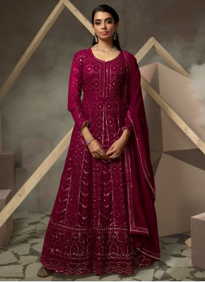 Awesome Lucknowi work Rani Trendy Gown