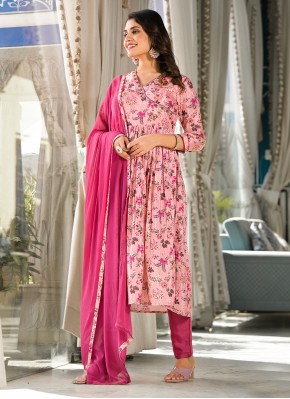 Awesome Pink Silk Readymade Salwar Kameez