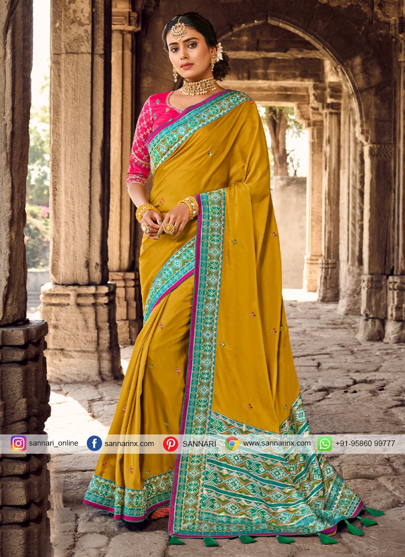 Banarasi Silk Classic Designer Saree in Mustard