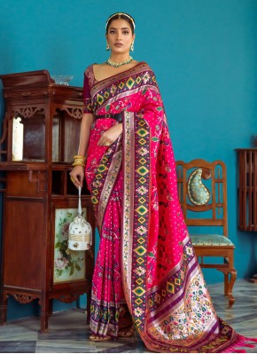 Banarasi Silk Classic Saree in Hot Pink