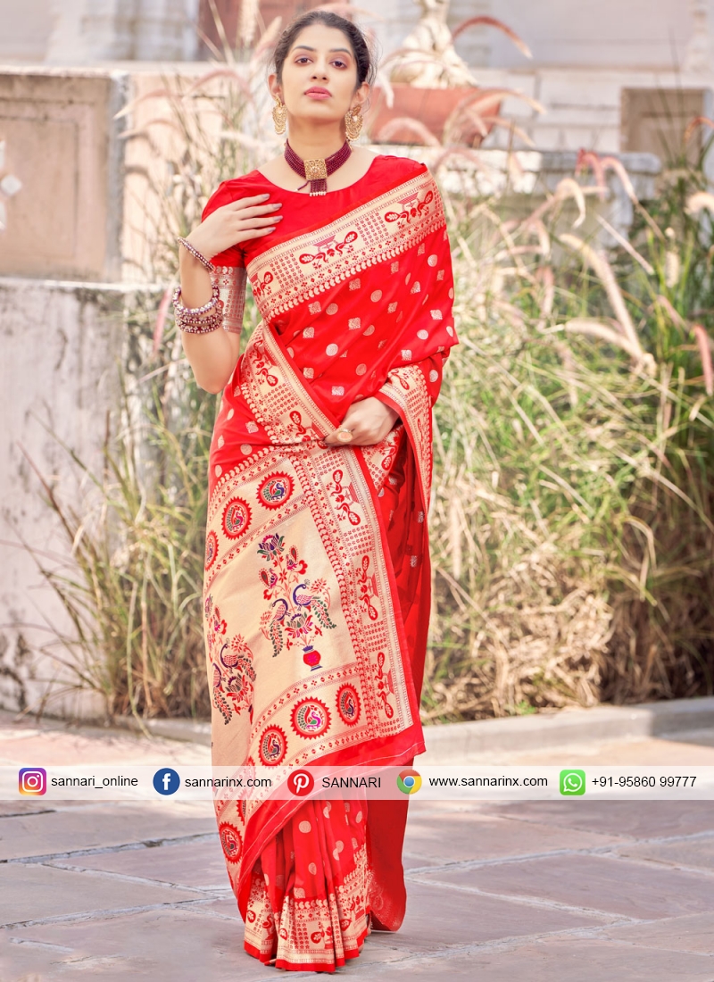 Banarasi Silk Designer Traditional Saree in Red