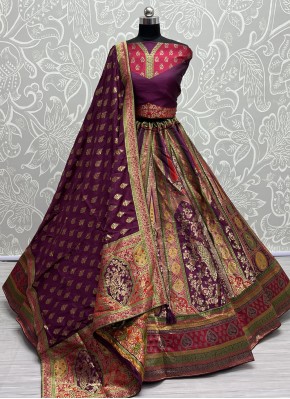 Banarasi Silk Meenakari Purple Designer Lehenga Choli