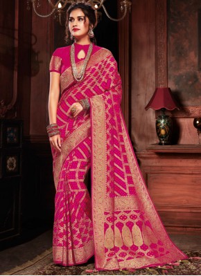 Banarasi Silk Pink Classic Designer Saree