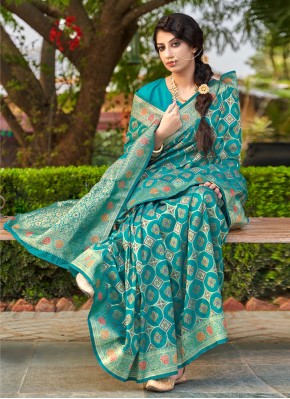 Banarasi Silk Traditional Designer Saree in Rama