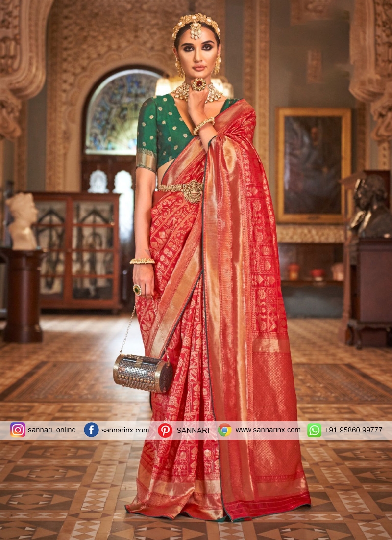 Banarasi Silk Weaving Designer Saree in Red