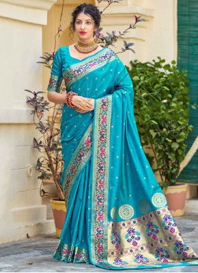 Banarasi Silk Weaving Designer Traditional Saree in Blue