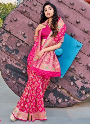 Banarasi Silk Weaving Pink Designer Traditional Saree