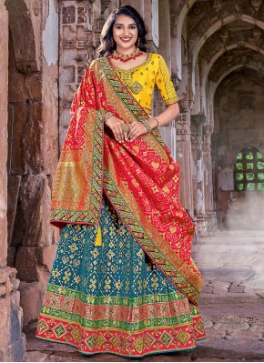 Banarasi Silk Weaving Trendy Lehenga Choli in Teal