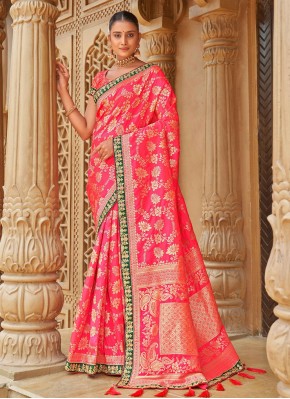 Banarasi Silk Weaving Trendy Saree in Rani