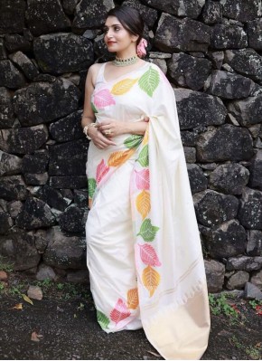 Banarasi Silk White Trendy Saree