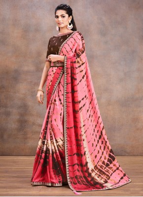 Beauteous Pink Printed Traditional Saree
