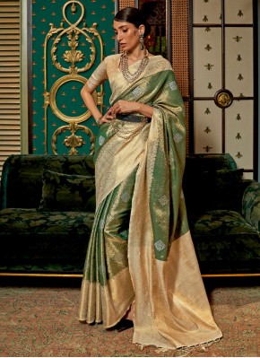 Beige Handloom silk Weaving Saree