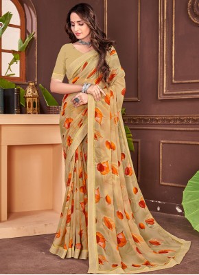 Beige Lace Casual Contemporary Style Saree