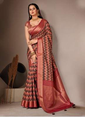 Bhagalpuri Silk Trendy Saree in Pink