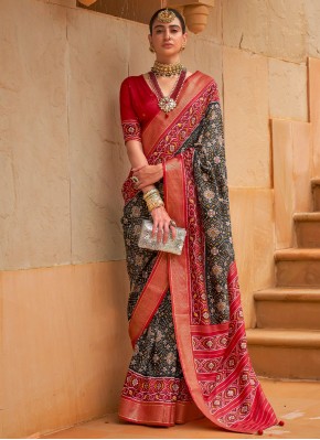 Black and Red Color Trendy Saree