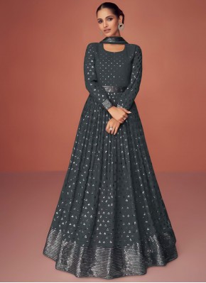 Black Embroidered Georgette Trendy Salwar Kameez
