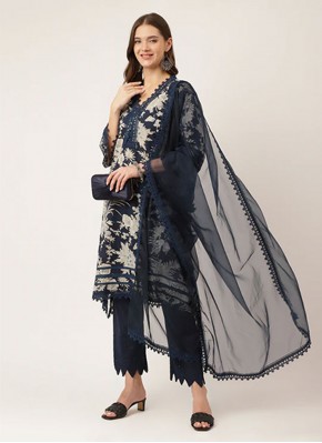 Black Floral Print Cotton Salwar Suit