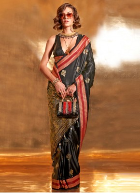 Black Party Handloom silk Contemporary Saree