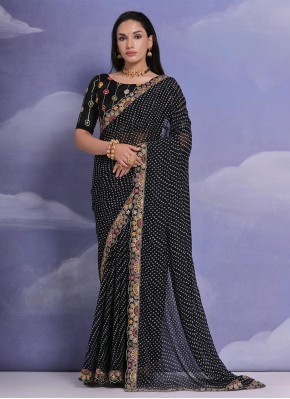 Black Printed Ceremonial Trendy Saree