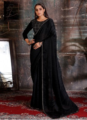 Black Swarovski Traditional Designer Saree