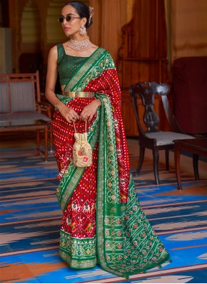 Blooming Weaving Red Classic Designer Saree