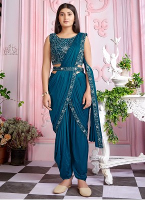 Blue and Rama Mirror Classic Saree