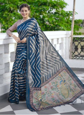 Blue Ceremonial Designer Traditional Saree