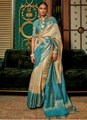 Blue Engagement Handloom silk Trendy Saree