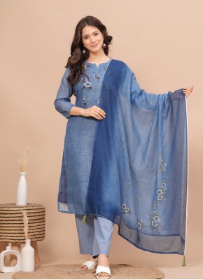 Blue Festival Handloom Cotton Readymade Suit