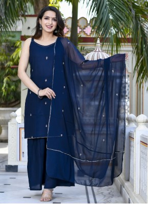 Blue Rayon Casual Readymade Suit